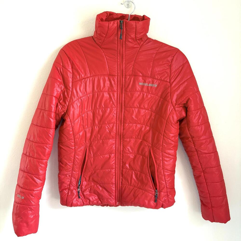 Woodland Active | Women’s Bright Red Medium Weight Puffer Coat Zip Pocket Size M